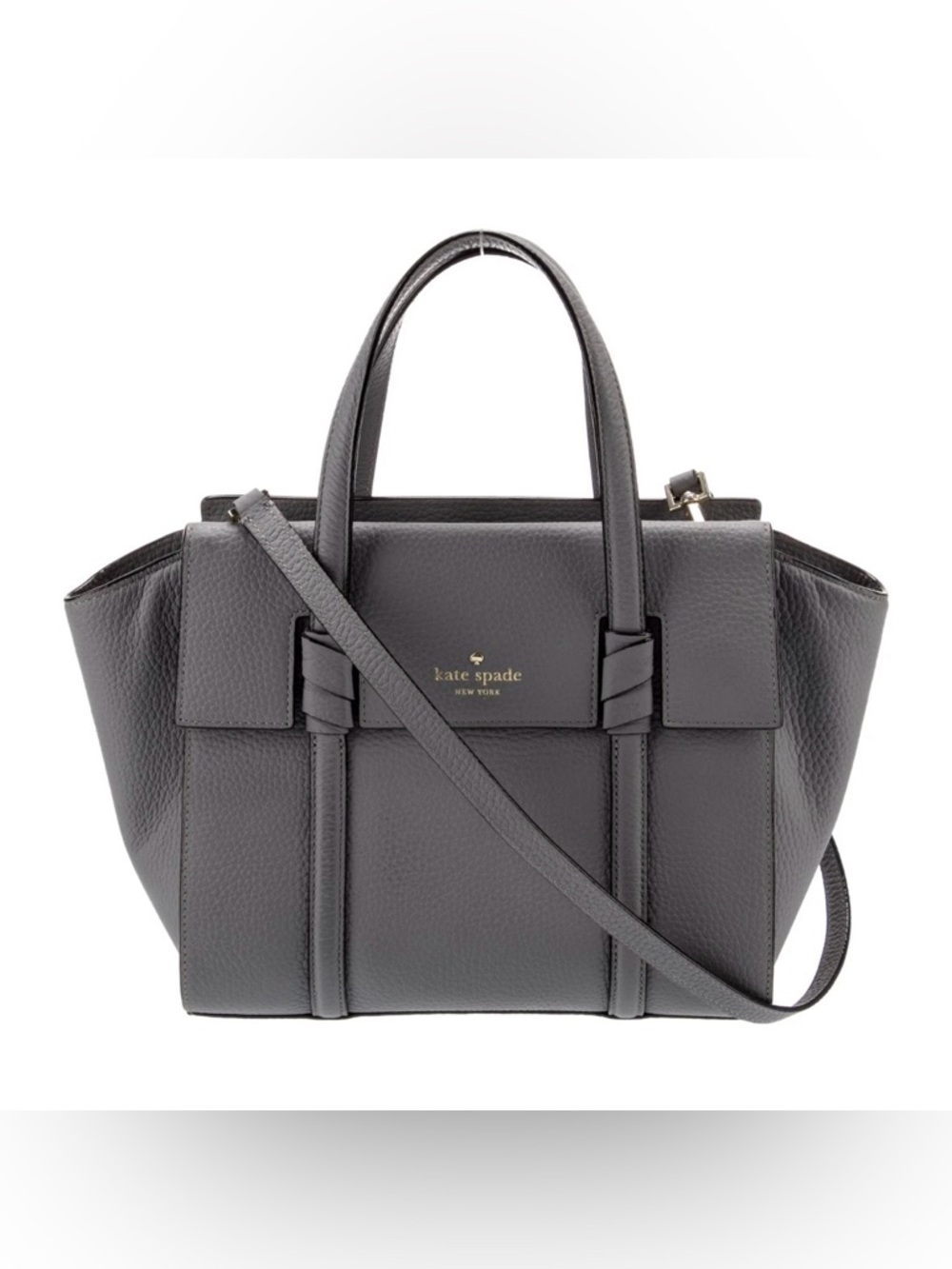 Kate Spade Daniels Drive Small Abigail Satchel Gray Pebbled Leather Crossbody